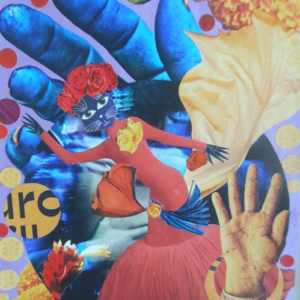Dancing Cat in Blue Hand